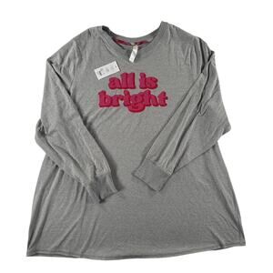 NWT Sleep by Cacique Womens Long Sleeve Christmas Pajama Shirt  - Grey - 18/20